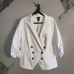 Torrid White Double Breasted Ruched Sleeve Blazer Jacket Women's Size 2